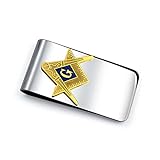 Bling Jewelry Personalisierte Freimaurer Freimaurer Kompass Symbol Geld Clip Kreditkarte Halter Vergoldet Edelstahl Custom G