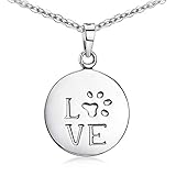 Materia Hundepfote Kette rund aus 925 Sterling-Silber mit Gravur Love Pfote KA-270_K30-40