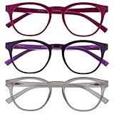 Opulize Blu 3er-Pack Blaues Licht Blockiert Lesebrille Rosa Lila Eis Computer Blendschutz Herren Damen BBB5-45C +3,00