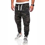 BaZhaHei Herren Tarnung Regular Fit Cargohose Stretch Slim-Fit Loose Jogger Jagd Wandern Camping Sporthose Trainingshose Freizeithose Outdoorhose Jogginghose L