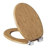 eSituro Toilettendeckel,WC Sitz mit Absenkautomatik, Klodeckel MD Holz Premium WC Sitz,Klobrille einfache Bodenmontage,Antibakteriell Stabile, Belastbarkeit 175 kg ,O F