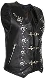 Damen Lederweste, Bikerweste, Motorradlederweste, Clubweste, Chopperweste, Rocker Weste, Kutte, Vest, Leather Vest, Leather Waistcoat (XXXXL)