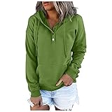 GOUWUCHE Hoodie Damen Pullover Hoodies Kapuzenjacke Tops Casual Button Down Langarm Sweatshirts Mit Tasche Sweatjacke Mit Kapuze Fleece GefüTterter Hoodie ÜBergangsjack