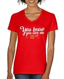 Comedy Shirts - You Know You Love me XOXO - Damen V-Neck T-Shirt - Rot/Weiss-Gelb Gr. XXL