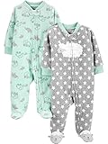 Simple Joys by Carter's 2-Pack Fleece Footed Sleep Play infant-and-toddler-sleepers, Kleines Lamm / Elefant, 6-9 M