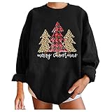 CEFGR Damen Xmas Hoodie Frauen Große Größen Sweatshirt Festival Printed Herbst Tunika und Blusen Rundhals Pullover Shirt Langarm Vintage W