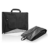 Amazy Hemdentasche inkl. Falthilfe + Gratis-Schuhtasche – Praktische Kleidertasche für das knitterfreie Transportieren von bis zu 7 Hemden und Blusen im Koffer oder im Handgepäck (schwarz)