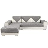 JTWEB Sofa Abdeckung lform, rutschfest Sofaüberwürfe l Form, Wasserabweisend Sofa Schutz Abdeckung für Ecksofa, Schützen vor Haustiere und Kindern, Verkauft in Stück,Grau,90 * 160（36in*63in）-1p