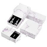 PandaHall 4 Stück Papier Schmuckschatulle 4 Größen Baumwolle Gefüllt Geschenkbox Halskette Ohrring Ring Geschenkbox Marmor Schmuckschatulle Mit Schlitzen Für Valentinstag Geschenkverpackung