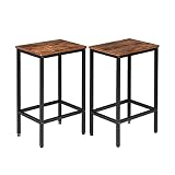 QILIYING Bar Stühle Barhocker Holz-Metall-Quadrat Barhocker 2-teiliges Set Barhockern mit Metallfuß rückenfrei Esstheke Hocker by (Color : Brown, Size : 15.8 x 11.8 x 26'')