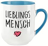 vanVerden Curved Tasse mit Spruch - Lieblingsmensch Herz Liebe Love Partner Beziehung - beidseitig Bedruckt - Geschenk Idee Kaffeetasse, Tassenfarbe:Weiß/B
