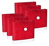 Anstore Stuhlhussen Weihnachten 6er Set, Weihnachtsdeko für Stühle, Weihnachtsmütze Stuhlbezug, Weihnachtsstuhlbezüge Weihnachten Deko, 50 x 67