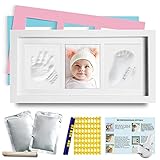 Baby Handabdruck und Fußabdruck Set, Baby Abdruckset dreifarbige Wahl mit Briefschablone kit, Mozeeda DIY Gipsabdruck Baby Hand und Fußt für Neugeborene sicher ungiftig