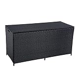 ESTEXO Polyrattan Auflagenbox Kissenbox Gartenbox Gartentruhe Aufbewahrungsbox Auflagentruhe Aufbewahrungstruhe Kissentruhe (Schwarz)