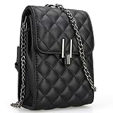 Gesteppte Umhängetasche aus Leder für Damen, Handy-Crossbody-Tasche, Designer-Umhängetasche, iPhone-Geldbörse, schwarz,