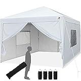 Finfree Pavillon 3x3 Faltbar Faltpavillon mit 4 Seitenteilen, Rolltasche, 4 Sandsäcken, Gardenzelt für Party, Fest und Flohmark