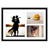 AUEAR, Bilderrahmen, 30,5 x 43,2 cm, Massivholz und High-Definition-Glas, Display ein 8 x 10 und zwei Fotos mit Matte oder 12 x 17 ohne Matte, Wanddekoration, Dekorieren Sie Zuhause oder Büro, Schw