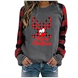 Weihnachten Pullover Damen, Teenager Mädchen Niedlichem Eule Weihnachtspullover Rundhals Kapuzenpullover Christmas Sweatshirt Herbst Winter Xmas Pulli Langarmshirt Weihnachtspulli W