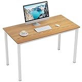 Need Schreibtisch Computertisch 120x60cm PC Tisch Bürotisch Arbeitstisch Esstisch für Home Office, Teak Oak & Weiß AC3BW