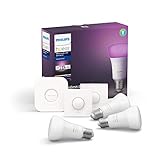 Philips Hue White & Color Ambiance E27 LED 3-er Starter Set, dimmbar, 16 Mio. Farben, steuerbar via App, kompatibel mit Amazon Alexa (Echo, Echo Dot)