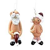 2020 Naughty Santa Christmas Ornament Nikolaus Ornament Nackter Weihnachtsmann Christbaumschmuck Anhänger (Großeltern, 2 Stück)