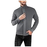 WSDZN 2021 Herren Herbst Winter Reine Baumwolle Einfarbig Stehkragen Reißverschluss Pullover Jackes, Schmale Lässige Sportjackes, Modetrend warme Übergangsjackes, Funktionsjackes, Freizeitjack