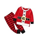 Weihnachten Pyjama Kinder Langarm Baumwolle Zweiteilig Weihnachts Schlafanzug Sets T Shirt Lang Hose Kinder Christmas Schlafanzüge Mädchen Jungen Weihnachtsmann Rentier Elch Nachtwäsche Geschenk