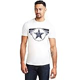 Marvel Herren Captain America-Cap Logo T-Shirt, Weiß (White White), XX-Larg