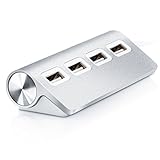 CSL - USB Hub - 4 Port Verteiler - Windows Linux und Mac - Notebook Netbook Laptop Ultrabook Tablet-PC MacBook - Anti Print - Alu-Optik Silb