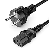deleyCON 1m Kaltgerätekabel Netzkabel Stromkabel Kaltgeräte Strom Kabel Schutzkontakt Stecker Typ F (CEE 7/4) auf Kaltgerätekupplung C13 Buchse PC Computer Monitor Drucker B