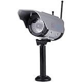Boenxuan Dummy Kamera, LED Attrappe Camera Sicherheitskamera Fake Überwachungskamera wasserdichte Solar Power Fake/Dummy Kamera Innen,Schw