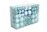 Geschenkestadl 100 Weihnachtskugel Eisblau glänzend glitzernd matt Blau Christbaumschmuck bis Ø 6 cm Baumschmuck Weihnachten Anhäng