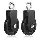 QSWY Umlenkrollen für Seile 90mm Seilrolle mit U Haltebügel, Efficient DIY Block Umlenkroll für Gym Fitnessgeräte, Kabelmaschine Drahtseilrolle, Blockseilrolle, Riemenscheibe -2PCS