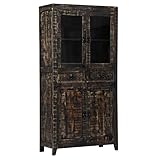 MUSEVANE Highboard Schwarz 90×40×180 cm Massivholz Mang