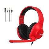 SADES kabelgebundenes Gaming-Headset Spirits, Over-Ear-Stereo-Headset mit Mikrofon und Lautstärkeregelung, Y-Adapter, für PC, Laptop, Mac, PS4, Switch (Rot)