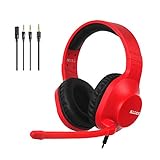 SADES kabelgebundenes Gaming-Headset Spirits, Over-Ear-Stereo-Headset mit Mikrofon und Lautstärkeregelung, Y-Adapter, für PC, Laptop, Mac, PS4, Switch (Rot)