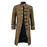 Wekdeg Gothic Gehrock Uniformmantel, Men Button Fashion Steampunk Vintage Frackjack