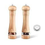 Salz- und Pfeffermühle, 2 Stück, 20,3 cm, Holz Salz- und Pfeffermühlen mit einstellbarer Grobheit, nachfüllbar, manuelle Pfeffermühle für Zuhause und Kü