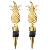 Amosfun 2 Stücke Weihnachten Weinverschluss Gold Ananas Party Flaschenverschluss Weinflaschenverschluss Weinstopper Weinstopfen Geschenke für Hochzeit Deko Weihnachtsdeko Weihnachtsschmuck