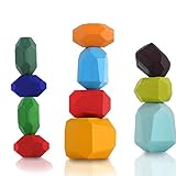 11pcs Holz Stapeln Spielzeug,Puzzle Spielzeug für Kinder,farbige Holzsteine,Farbiger Stein,Meditations-Balancier Steine,Montessori Holzspielzeug,Bildung Holzbausteine Set,Lernspielzeug