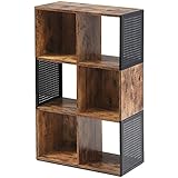 FITUEYES Bücherregal mit Offenem Stauraum Holz Matchwood Metallgewebe Kombinierter Schrank für Heim Büro 93x59.6x29.8cm CO309301MB