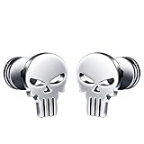 Feilok Unisex Herren Frauen Edelstahl Ohrstecker Stahlfarbe Totenkopf Punisher Flügel Ohrring