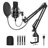 NEUMA USB Mikrofon Kit Kondensator PC Mikrofon Professionell Studio Microphone mit Mikrofonständer, Shock Mount, Popfilter für Aufnahme, Podcast, Gaming, Voice-Over, Streaming, Heimstudio, YouTube…