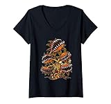 Damen Steampunk Fleischfressende Pflanzen Venus Fliegenfalle T-Shirt mit V