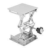 Hubtisch Labor Scherenheber Hebebühne Kleine Laborständer Edelstahl Manuelle Hebeplattform Ständer 10 x 10 cm Einstellbar Laborscherenwagenheber für Laboratorien Zuhause (45-160mm,15KG)