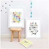 YGWDLON Russisches Alphabet Leinwand Kunstdruck Bildung Poster Kinder Wandkunst Bild Bunte Alphabet Schriftzug Malerei Kinderzimmer Wanddekor -40x50x2Pcscm Kein R