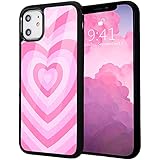 Idocolors Abstrakte Kunst Handyhülle für iPhone 6S/6 Plus, rosa Liebesherz, Kaffeebraun Latte, süße, weiche TPU-harte Rückseite, kratzfest, Schutz, stoßfest, Schutzhülle für iPhone 6S