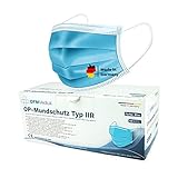 P.A.C. OFM Medical OP-Mundschutz Typ IIR 50 Stück,Medizinischer Mundschutz Maske, CE Zertifiziert, Atemschutz Maske, Mund Nasen Maske, höchste Filterstufe, BFE 99%