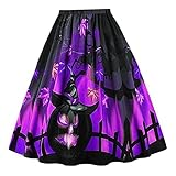 Damen Halloween Kleid Kurzer Rock Print Hoher Taille A-Linien Retro-Stil Kurzer Rock