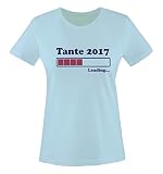 Comedy Shirts - Tante Loading - Damen T-Shirt - Hellblau/Lila-Fuchsia Gr. XS